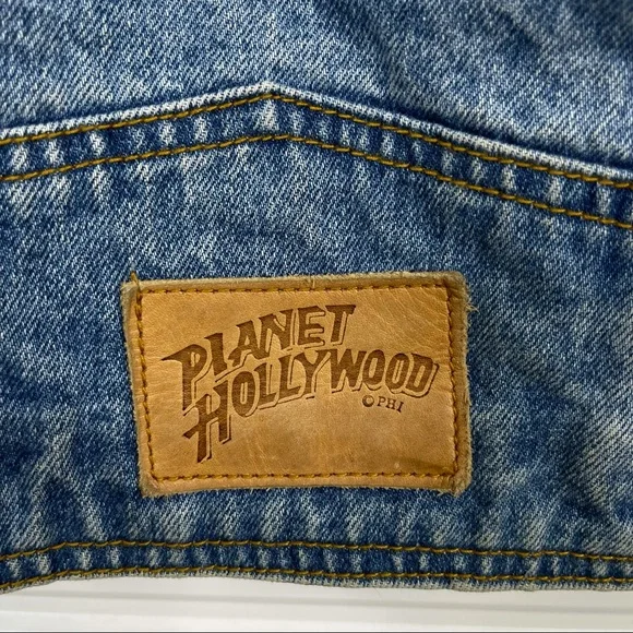 VINTAGE Planet Hollywood Las Vegas Unisex Embroidered Jean Jacket Size XL - Picture 11 of 14